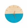 Relógio de Parede em Madeira Minimalista Azul Com Detalhes em Dourado 28cm - 1