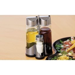 Galheteiro de Vidro 4 Pçs com Suporte Metal - Azeite Vinagre Sal Pimenta Tempero - 4 Pçs - Panami - 3