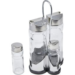 Galheteiro de Vidro 4 Pçs com Suporte Metal - Azeite Vinagre Sal Pimenta Tempero - 4 Pçs - Panami - 2