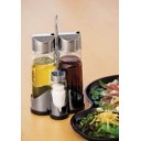 Ver mais imagens de Galheteiro de Vidro 4 Pçs com Suporte Metal - Azeite Vinagre Sal Pimenta Tempero - 4 Pçs - Panami