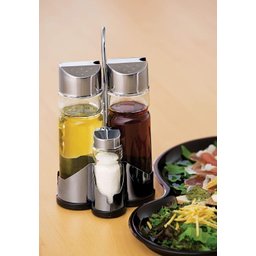 Galheteiro de Vidro 4 Pçs com Suporte Metal - Azeite Vinagre Sal Pimenta Tempero - 4 Pçs - Panami - 8