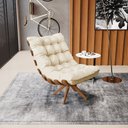 Ver imagem 2 de Poltrona Giratória Costela Corino Bege Base Madeira MA25 - D'Rossi