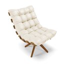 Ver imagem 1 de Poltrona Giratória Costela Corino Bege Base Madeira MA25 - D'Rossi