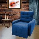 Ver imagem 1 de Poltrona Retratil e Reclinavel com Rodape Regulavel Sala Quarto Amamentação Azera Marinho