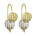 Ver imagem 1 de Kit 2 Arandela Online Dourado Globo Vidro Fume + Led 5w