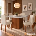 Ver imagem 2 de Conjunto Sala de Jantar Amsterdã New Mesa com Tampo Giratório 6 Cadeiras Trieste Madeirado/Bege