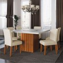 Ver imagem 2 de Conjunto Sala de Jantar Amsterdã New Mesa com Tampo Giratório 6 Cadeiras Trieste Madeirado/bege