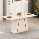 Ver imagem 1 de Mesa de Jantar Retangular Tampo Chanfrado 170x90cm Gabi Off White Freijó- Mabe Magazine