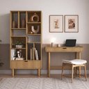 Ver imagem 1 de Estante Livreiro Home Office e Mesa Escrivaninha Orgânica Nordic A03 Hanover Roble - Lyam Decor