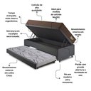 Ver imagem 5 de Bicama Box Baú Solteirão com Linho Cinza 96x203 com Colchão Relax Adorabile Molas Ensacadas Ecoflex
