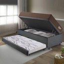 Ver imagem 3 de Bicama Box Baú Solteirão com Linho Cinza 96x203 com Colchão Relax Adorabile Molas Ensacadas Ecoflex