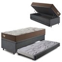 Ver imagem 1 de Bicama Box Baú Solteirão com Linho Cinza 96x203 com Colchão Relax Adorabile Molas Ensacadas Ecoflex