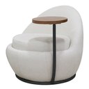 Ver imagem 1 de Poltrona Orgânica Kaira com Mesa Lateral Esquerda Base Fixa Preto Bouclé Creep Off White - Nexta Cas