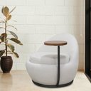 Ver imagem 2 de Poltrona Orgânica Kaira com Mesa Lateral Esquerda Base Fixa Preto Bouclé Creep Off White - Nexta Cas