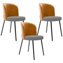 Ver imagem 1 de Kit 3 Cadeiras Sala de Jantar Estofada Gavi L02 Couríssimo Whisky Pied Poule - Lyam Decor