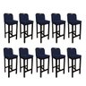 10 BANQUETAS BIA VELUDINHO AZUL MARINHO COM APLIQUE E BASE PRETA - 1
