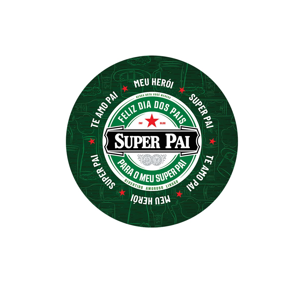 Kit Sousplat Super Pai Verde NSW 4 Peças Sem base