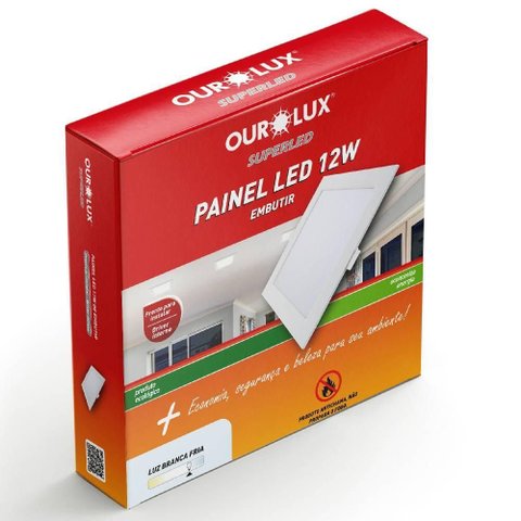 Painel Abs Led Embutir 18 Watts Bivolt 2700k Redondo - 02900 - Ourolux