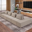 Ver imagem 6 de Sofá Ilha com Puff para Sala Living 465cm Amber M03 Veludo Bege - Lyam Decor