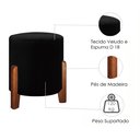 Ver imagem 2 de Puff Redondo Luxo Pés em Madeira Luna Veludo Moderno Conforto Penteadeira Cor Preto