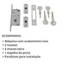 Fechadura Trava de Segurança Auxiliar Chave Tetra 1003 Stam - 3