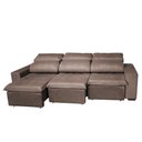 Ver imagem 4 de Sofá Sierra Retrátil e Reclinável 2,90cm Diversas Cores OOL Suede Riscado Marrom Claro