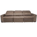 Ver imagem 2 de Sofá Sierra Retrátil e Reclinável 2,90cm Diversas Cores OOL Suede Riscado Marrom Claro