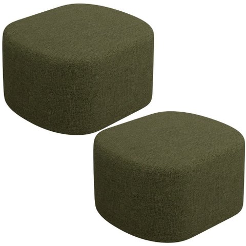 Kit 02 Puffs Decorativo Orgânico para Living Quarto 70cm Doha W01 Linho Verde- Lyam Decor