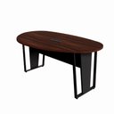 Ver mais imagens de Mesa de Reunião Orgânica Moderno sem Gavetas 180cm Louro Preto com Preto F5 Office