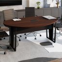 Ver imagem 1 de Mesa de Reunião Orgânica Moderno sem Gavetas 180cm Louro Preto com Preto F5 Office