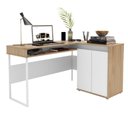 Ver imagem 4 de Escrivaninha Mesa Escritório em L Chicago 2 Portas 133,5cm Industrial Branco