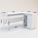Ver imagem 3 de Escrivaninha Mesa Escritório em L Chicago 2 Portas 133,5cm Industrial Branco