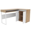 Ver imagem 2 de Escrivaninha Mesa Escritório em L Chicago 2 Portas 133,5cm Industrial Branco