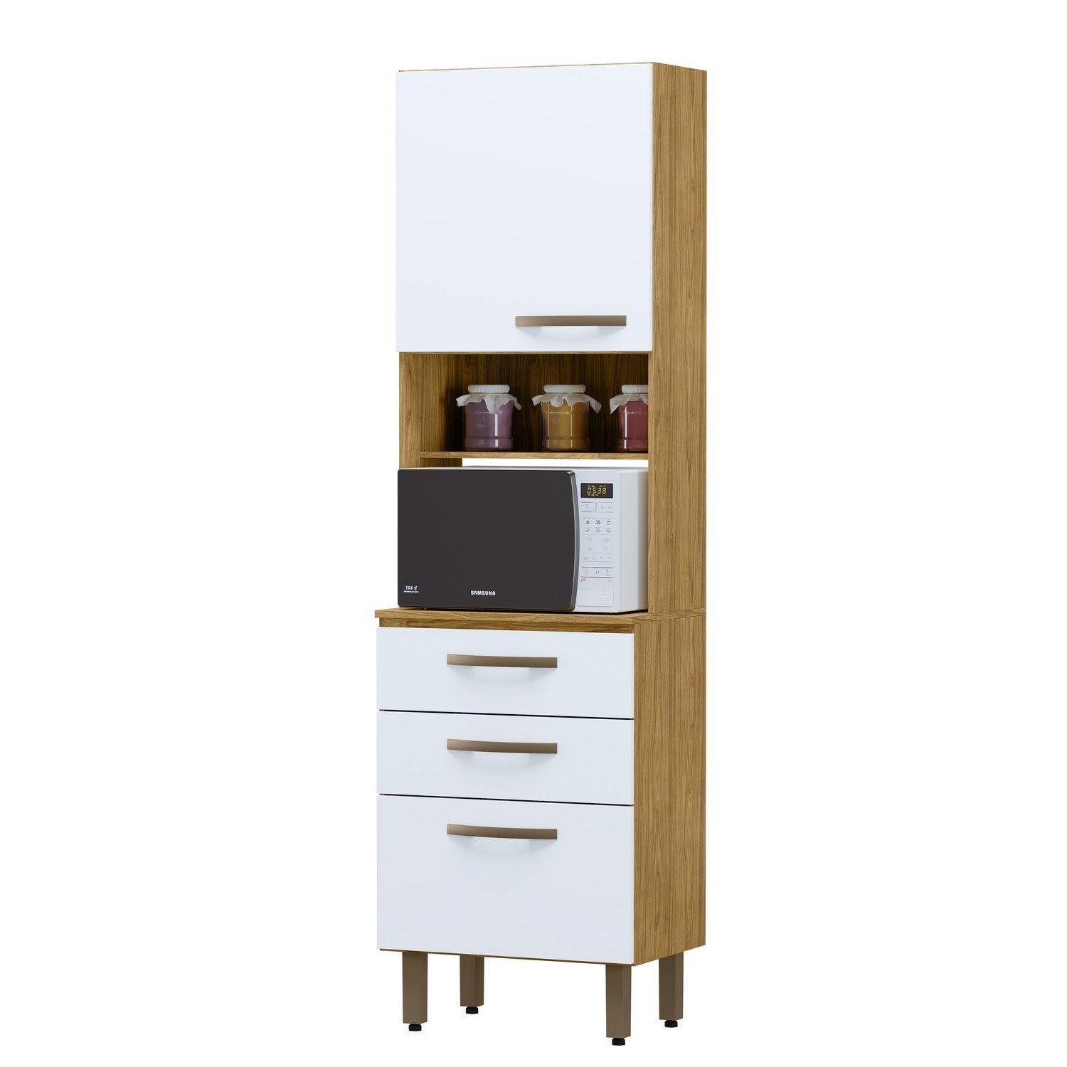 Cozinha Compacta 4 Peças Balcão com Tampo 3 Portas de Vidro Lana Espresso Móveis - 7