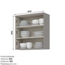Ver imagem 4 de Armário Aéreo 80cm 100% MDF 02 Portas Cinza Americana
