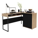 Ver imagem 2 de Escrivaninha Mesa Escritório em L Chicago 2 Portas 133,5cm Industrial Marrom