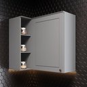 Ver imagem 1 de Armário Aéreo Canto Reto 94cm 100% MDF com 1 Porta e Nicho Cinza Americana