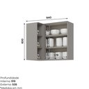 Ver imagem 4 de Armário Aéreo Canto Reto 94cm 100% MDF com 1 Porta e Nicho Cinza Americana