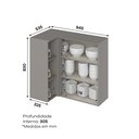 Ver mais imagens de Armário Aéreo Canto Reto 94cm 100% MDF com 1 Porta e Nicho Cinza Americana