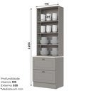 Ver imagem 3 de Cristaleira 100% MDF 02 Portas com Vidro Temperado e 02 Gavetas Cinza/Calcare Americana