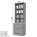 Ver imagem 5 de Cristaleira 100% MDF 02 Portas com Vidro Temperado e 02 Gavetas Cinza/Calcare Americana