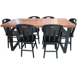 Conjunto de Mesa Jantar 160x80 com 6 Cadeiras Anatômicas - Dg Móveis