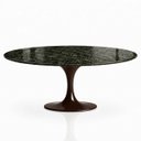Ver imagem 1 de Mesa de Jantar Saarinen Oval 244x137 cm Tampo Mármore Verde Guatemala Base Laca Marrom Cacau