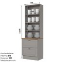 Ver imagem 4 de Cristaleira 100% MDF 02 Portas com Vidro Temperado e 02 Gavetas Cinza/Nature Americana
