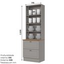 Ver imagem 3 de Cristaleira 100% MDF 02 Portas com Vidro Temperado e 02 Gavetas Cinza/Nature Americana
