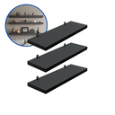 Ver imagem 2 de Kit 3 Prateleira Preta 30X10 + Suporte Flutuante Mdf Organizadora Decoração Cozinha Banheiro Sala