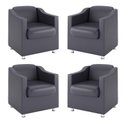 Ver imagem 1 de Kit 4 Poltronas Decorativas Para Recepção Courino Cinza