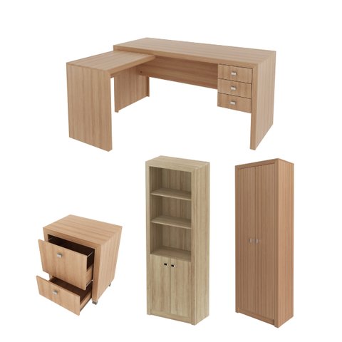 Conjunto P/ Escritório 4 Peças Amêndoa Tecnomobili