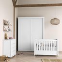 Ver imagem 2 de Dormitório Tutto 2 Portas, Cômoda, Berço Branco Soft com Capitonê, Colchão Physical e