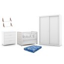 Ver imagem 1 de Dormitório Tutto 2 Portas, Cômoda, Berço Branco Soft com Capitonê, Colchão Physical e